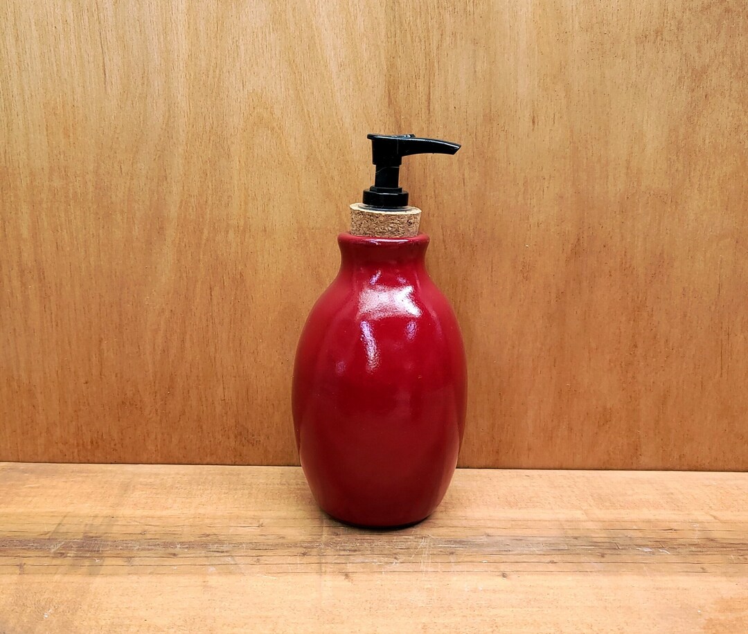 Red Ceramic Soap or Sanitizer Dispenser Etsy