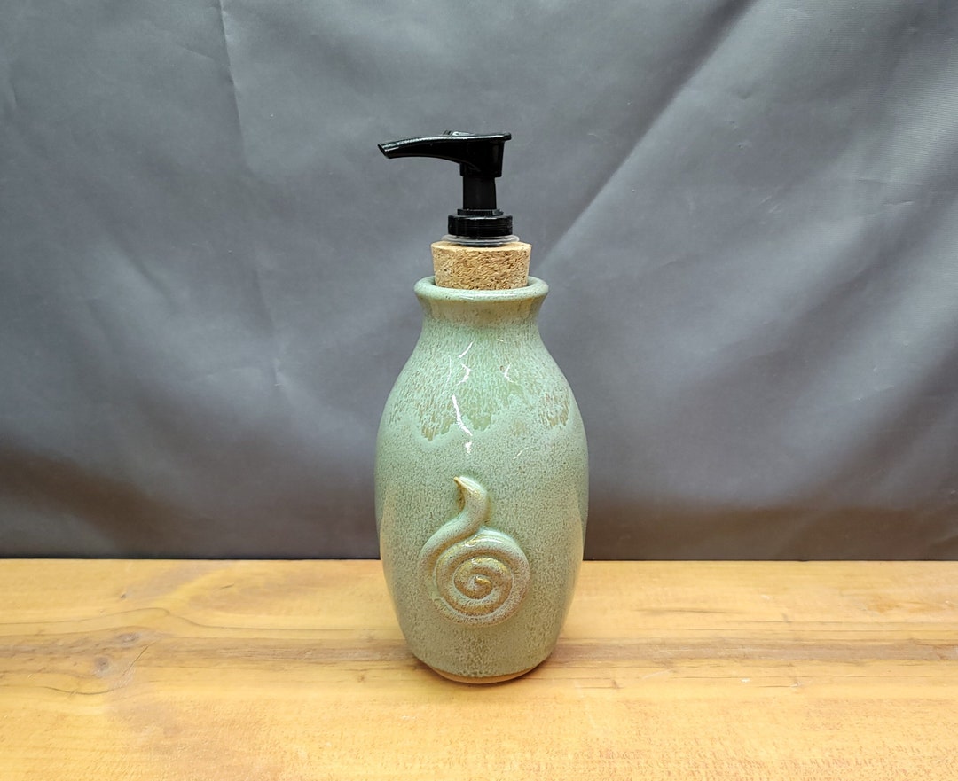 Sage Green Ceramic Bathroom Soap Dispenser With Swirl Etsy