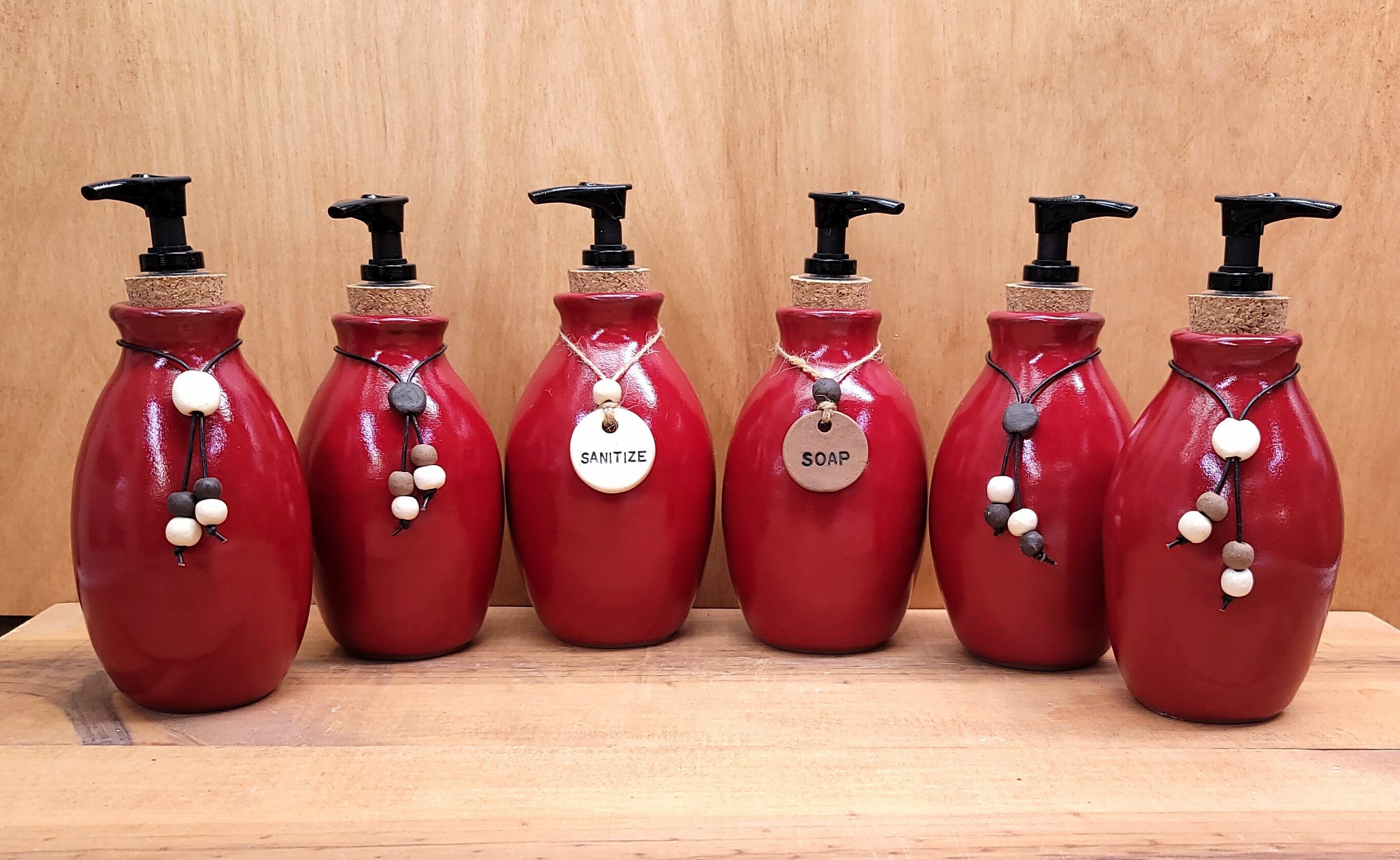Red Ceramic Soap or Sanitizer Dispenser Etsy