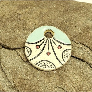 Beige Ceramic Pendant Celadon Accent