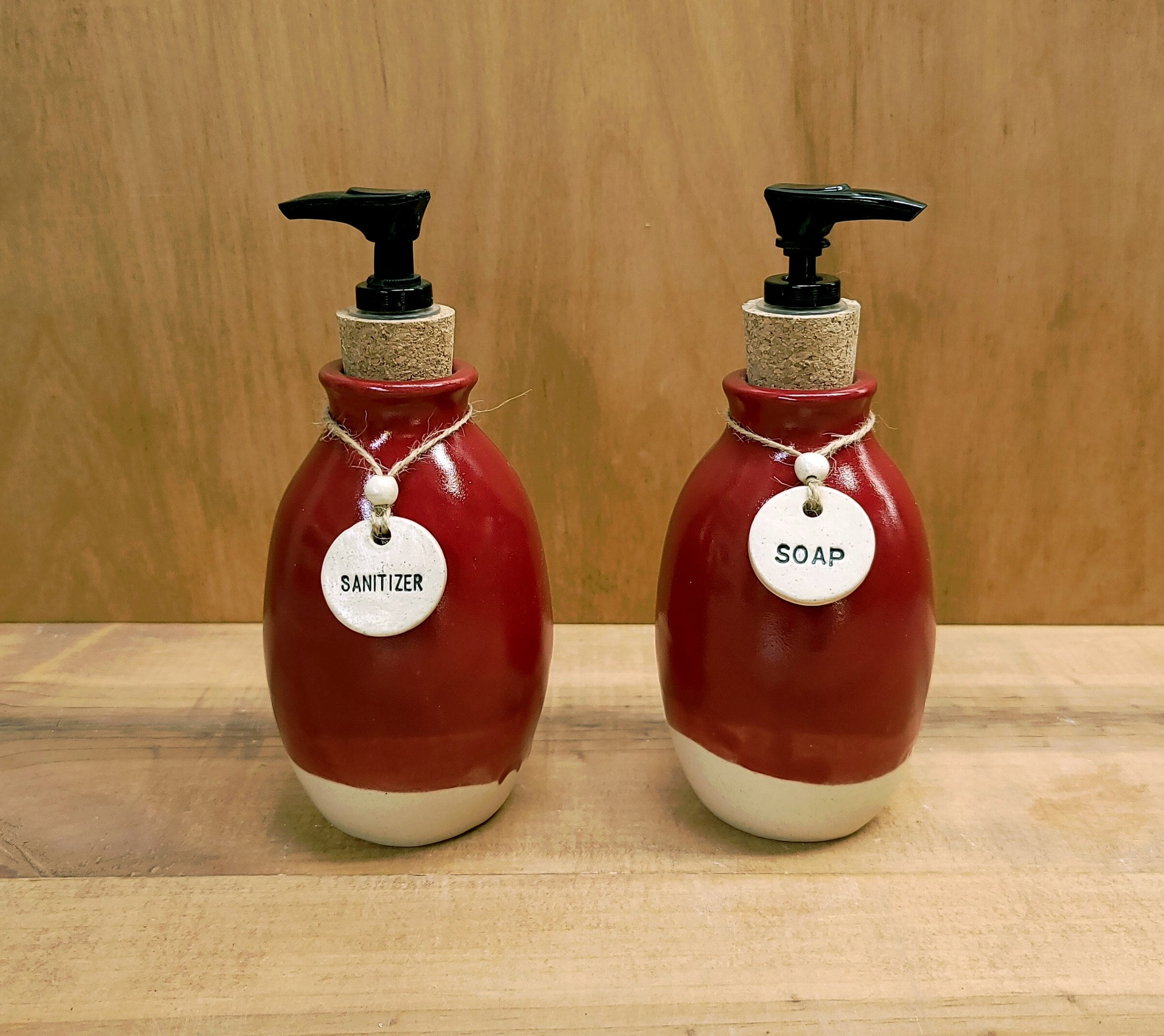 Red Ceramic Soap or Sanitizer Dispenser Etsy