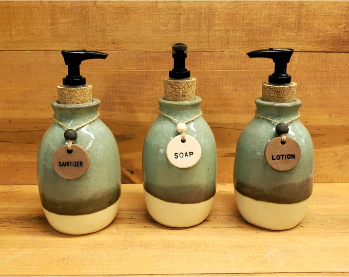 Sage Green Ceramic Bathroom Soap Dispenser Etsy