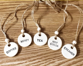 Ceramic Kitchen Beverage Canister Label Dangle