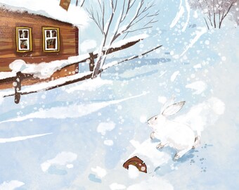 Cartes postales nature cabane enneigée Carte postale cabane d'hiver A5 Carte cabane en rondins Cabane dans les bois Cartes postales chalet
