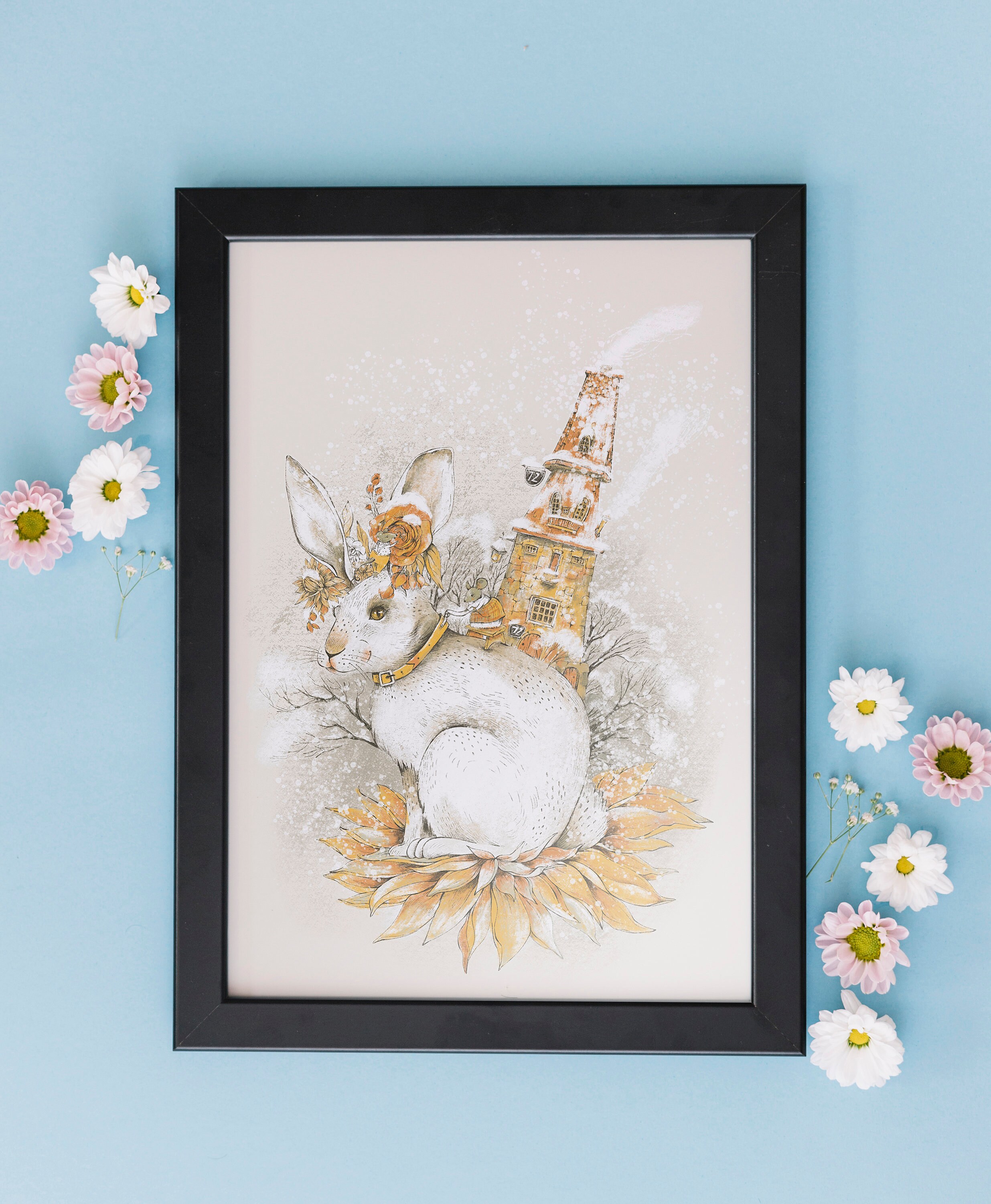 A5 Rabbit White Rabbit Print Postcard A5 Rabbit Postcard White Hare Card Kraft ...
