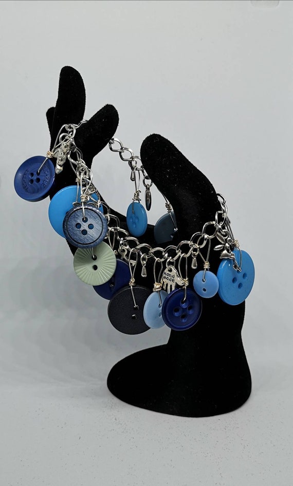 Blue Button Charm Bracelet