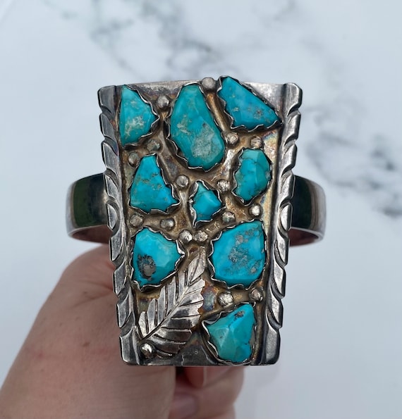 アクセサリー NAVAJO Silver Turquoise Edge Bangle 925 Navajo Bracelet .925 Silver Lapis Turquoise Native Artist C