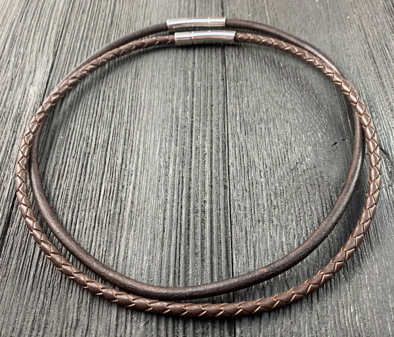 Unisex Leather Choker Round Leather Braided Leather Choker Necklace