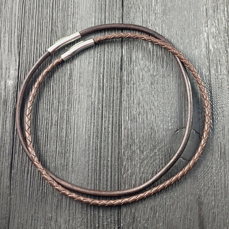Unisex Leather Choker Round Leather Braided Leather Choker Necklace