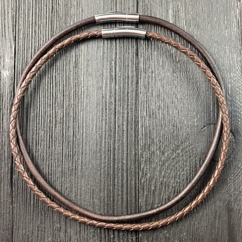 Unisex Leather Choker Round Leather Braided Leather Choker Necklace