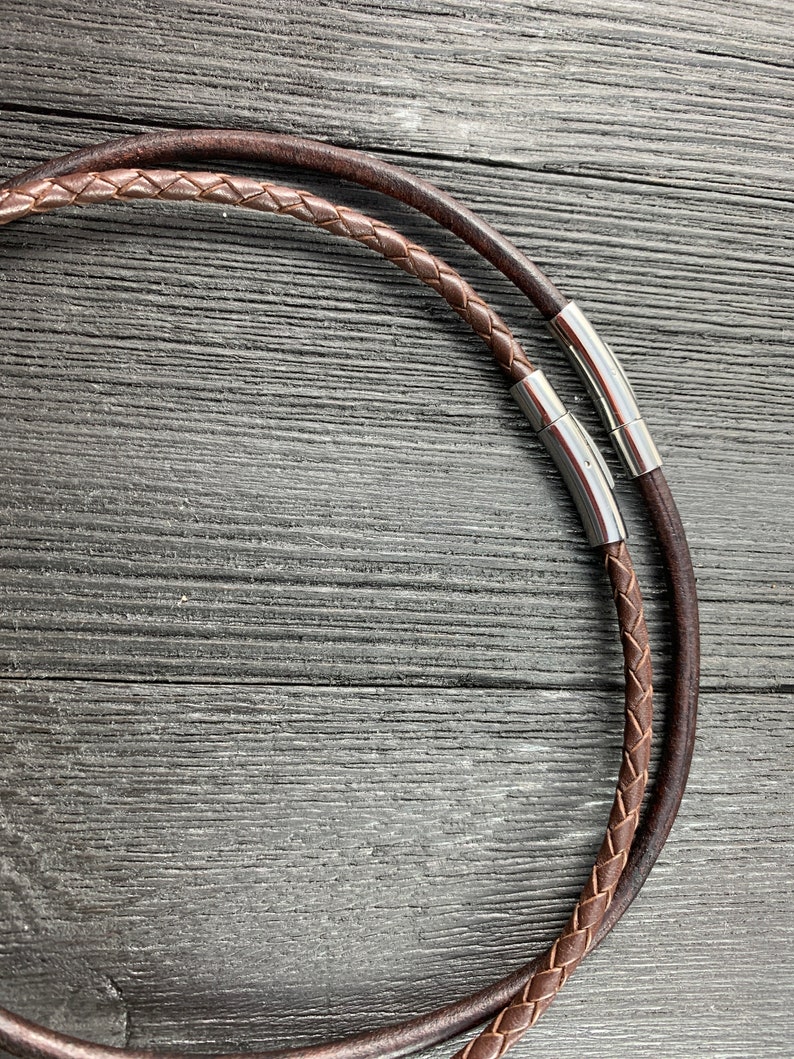 Unisex Leather Choker Round Leather Braided Leather Choker Necklace