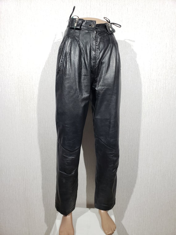 パンツ 90s vintage black leather straight pant s-l400.jpg