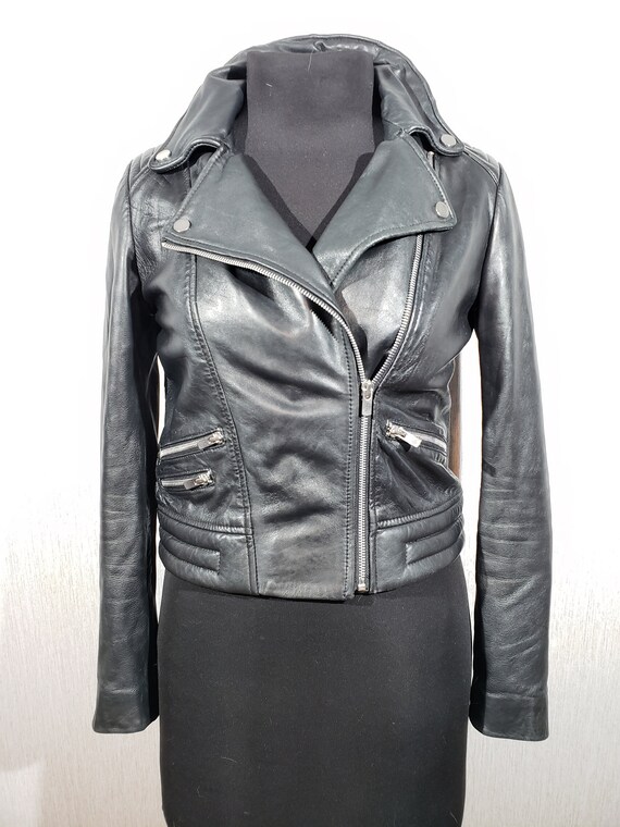 Buy Cute Women s Leather Jacket With a Metal Zipper. Biker Black Women s Leather Jacket. Online in India Etsy