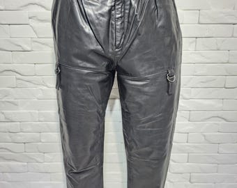 Men's Black Leather Biker Pants:  (29 in Waist)