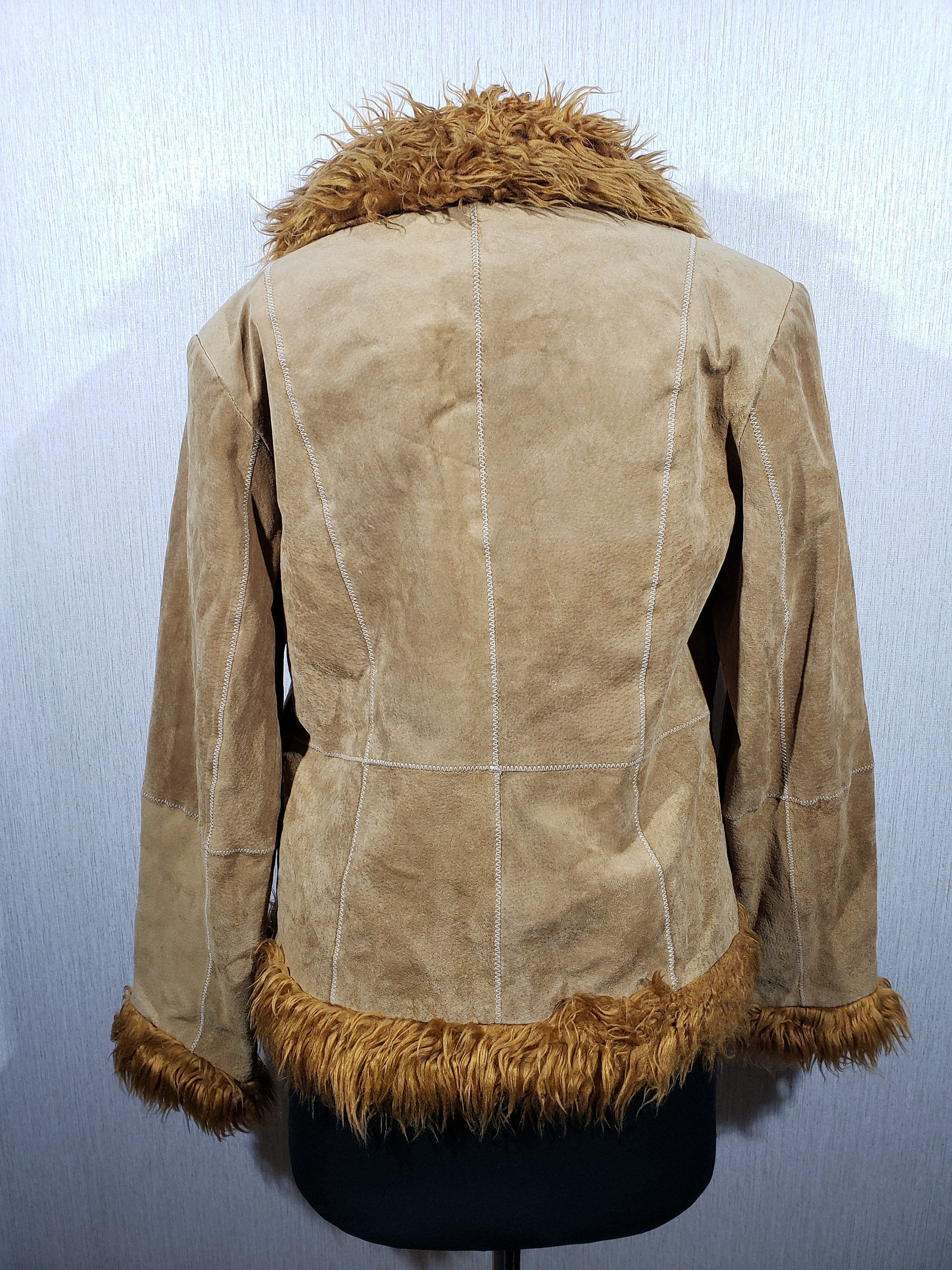 ヴィンテージブラウンスエードジャケット：レディースフェイクファー