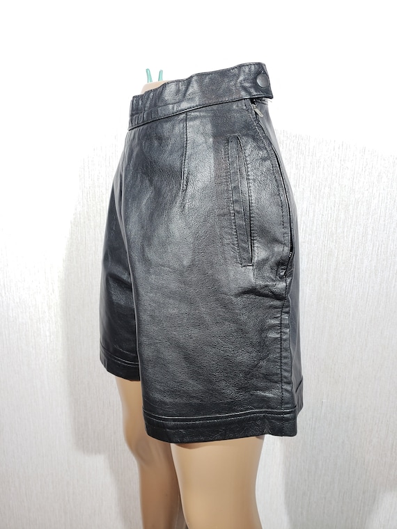 Comfortable leather black shorts for women. Black… - image 2