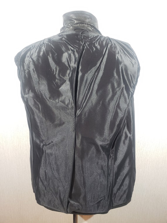 Vintage Patent Leather Jacket: Solid Black Button… - image 5