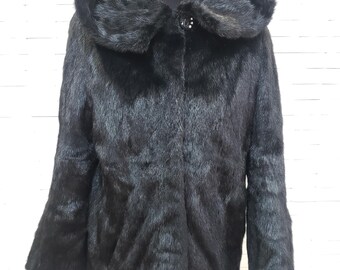 Black Mink Fur Coat with Hood: Women's Luxury Winter Outerwear