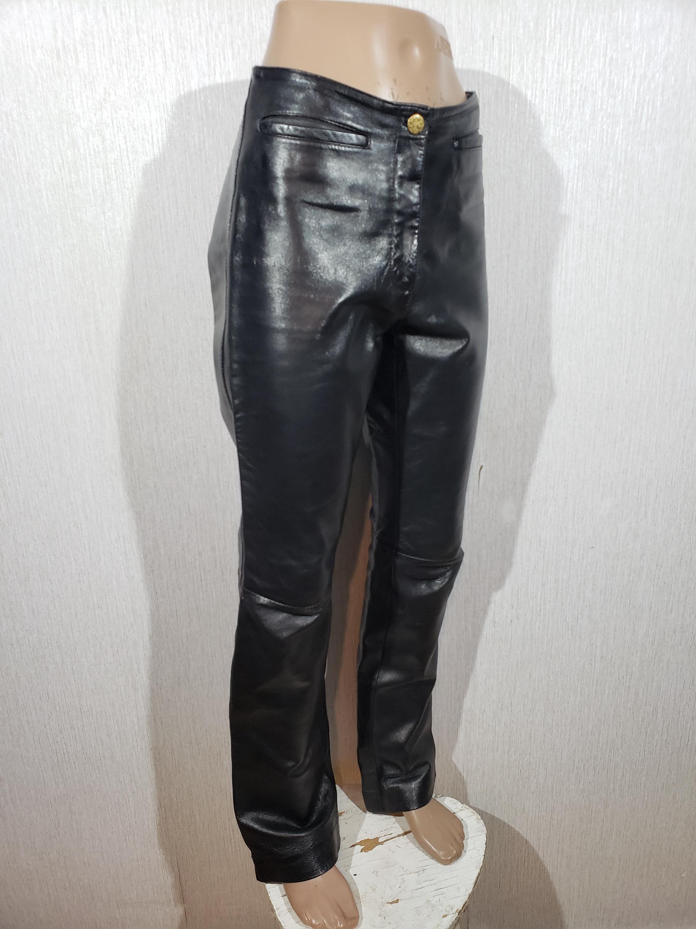 Vintage Black Leather Pants: Women