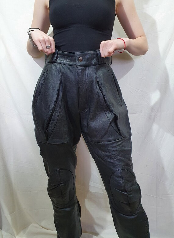 Men's leather pants. Leather pants for bikers. Bla