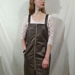 Cute women leather dress. Brown leather dress womens leather dress with a zipper