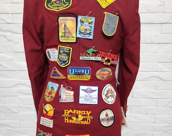 Vintage Red Jacket With Patches - Women's Coat