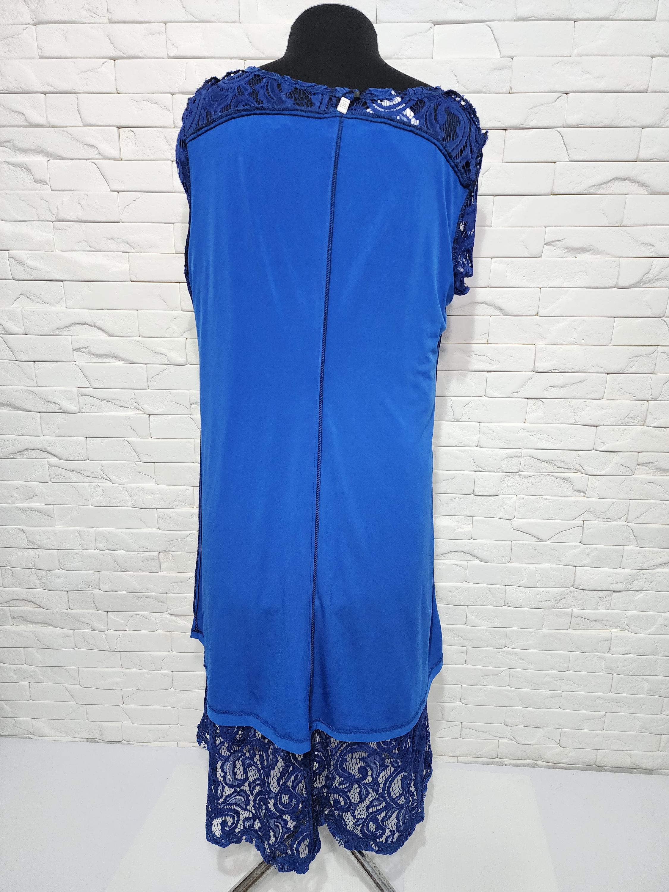 Blue Guipure Lace Dress: Women's Vintage Style, Short Sleeve Blue Guipure Lace Dress: Women's Vintage Style, Short Sleeve