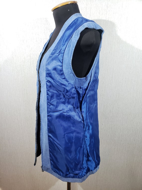 Stylish women's vest made of genuine suede. Blue … - image 7