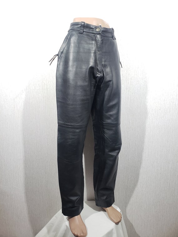 Gorgeous Black Leather Biker Pants for Women. Black Leather Pants