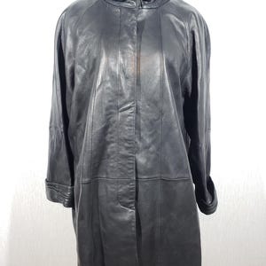 Women black leather raincoat. Women leather trench coat. Black leather long coat for women