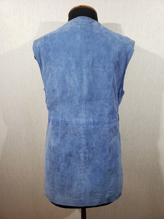 Stylish women's vest made of genuine suede. Blue … - image 4
