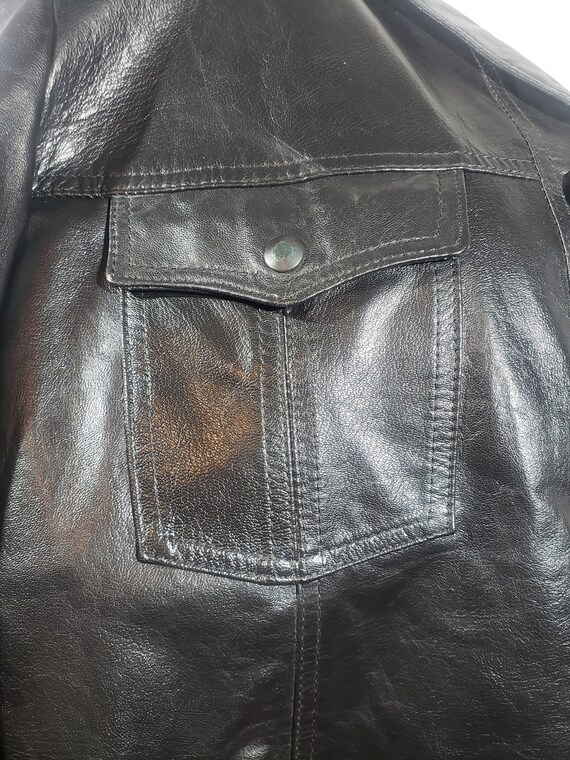 Vintage Patent Leather Jacket: Solid Black Button… - image 8