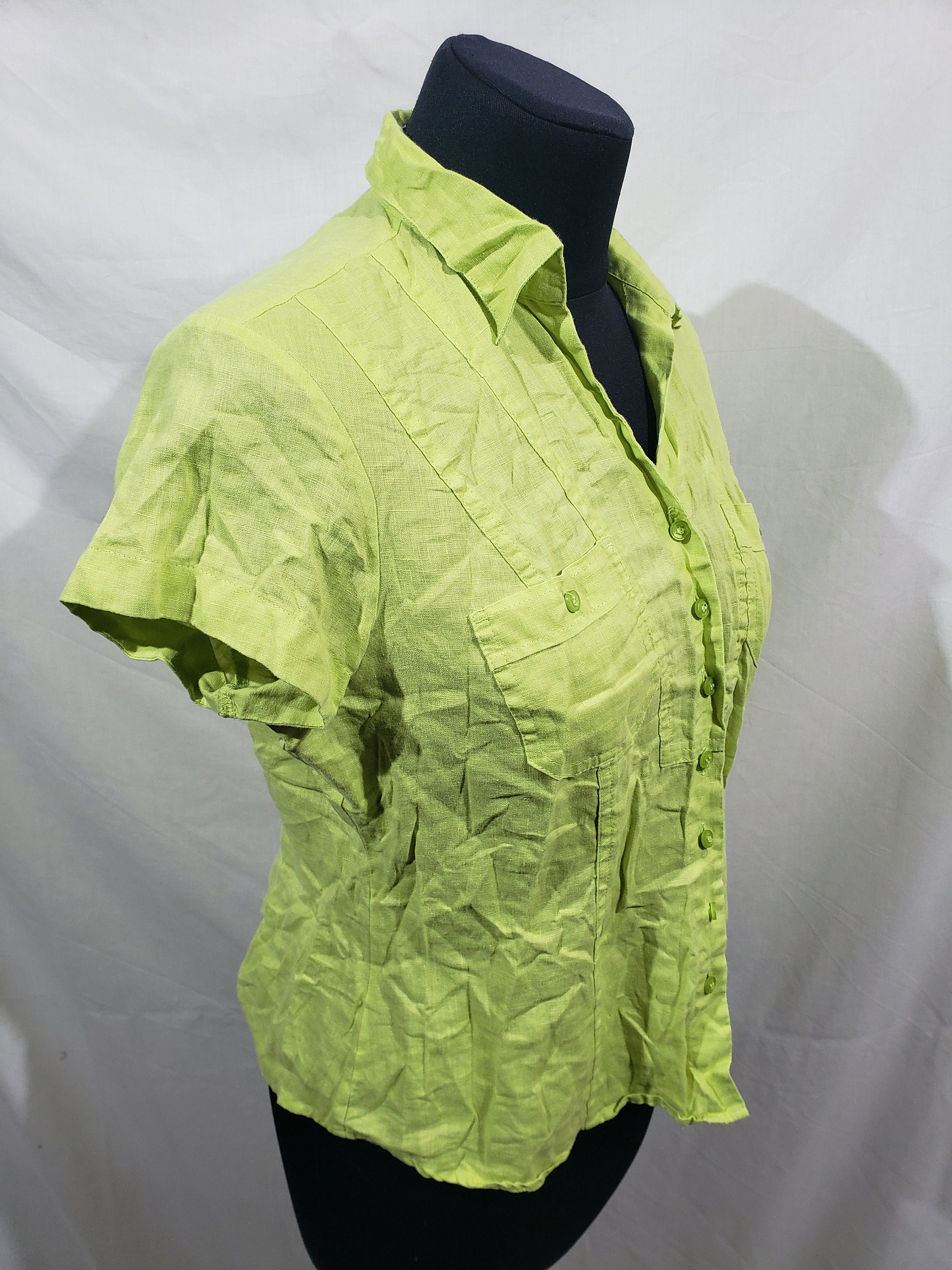 Nice shirt for women made of green genuine linen. Green shirt Etsy