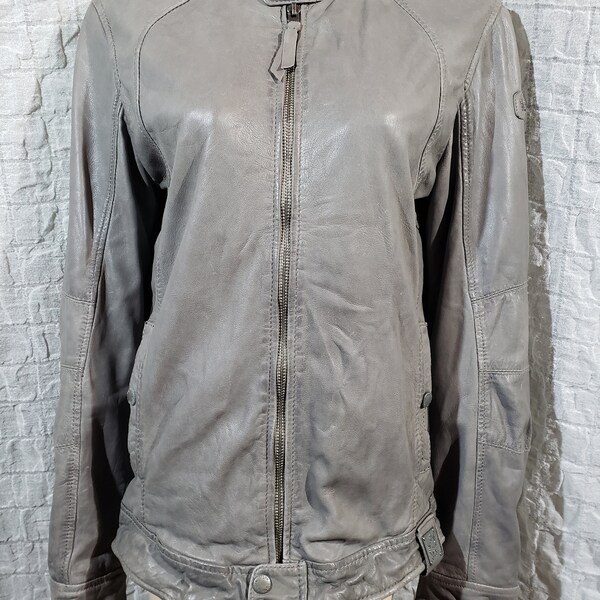 Grey Leather Jacket Etsy