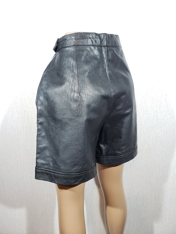 Comfortable leather black shorts for women. Black… - image 5