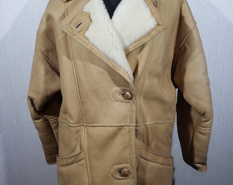 Vintage Brown Sheepskin Coat: Women's Warm Jacket