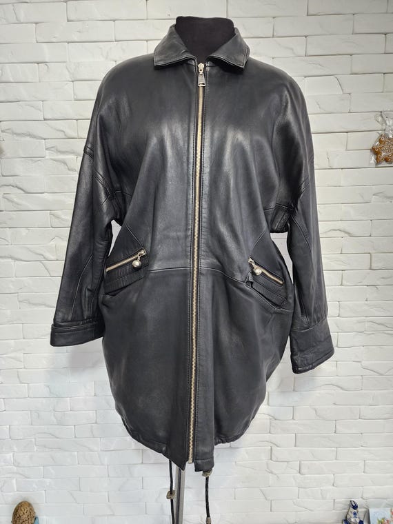 Black Leather Jacket: Women's Zippered Leather Coat