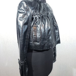 Stylish Women's Leather Jacket With Metal Snaps. Glamorous Cropped ...