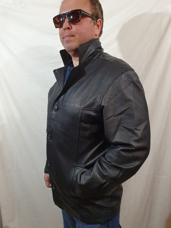 Men's leather jacket. Classic black leather jacket