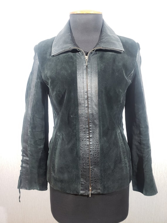 Vintage Black Suede Leather Jacket: Women's Zipper Moto Style - Etsy