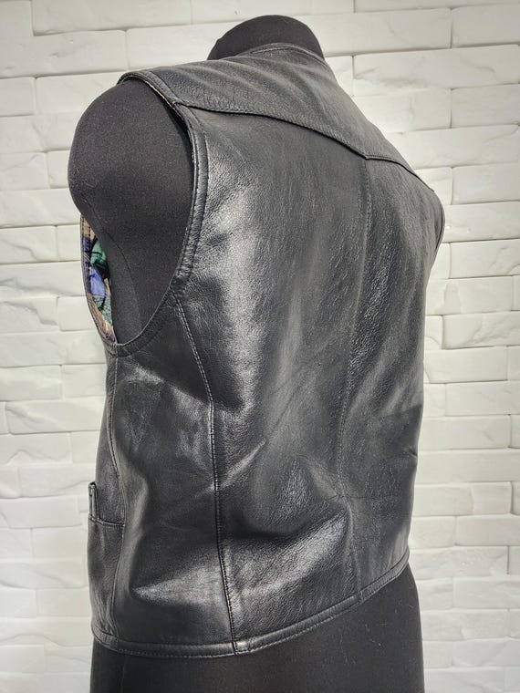 Genuine Leather Vest: Black Waistcoat View 6