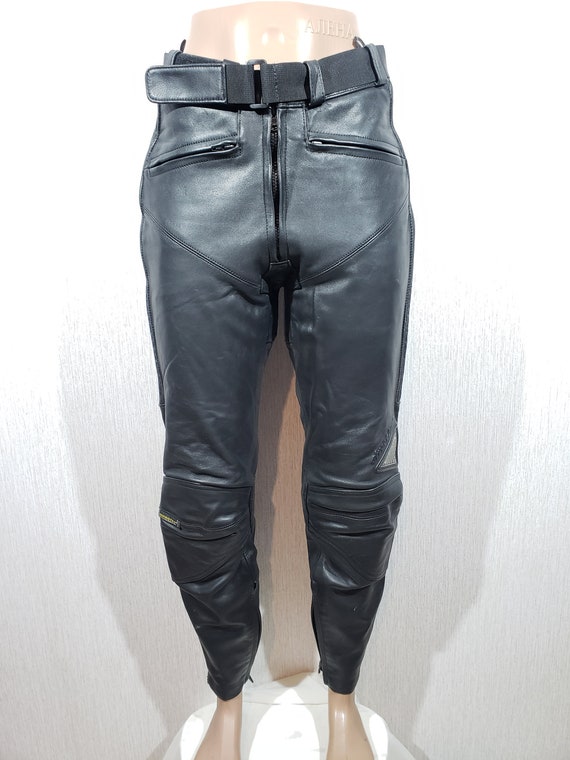 Gorgeous Black Leather Biker Pants for Women. Black Leather Pants With  Light Protection. 