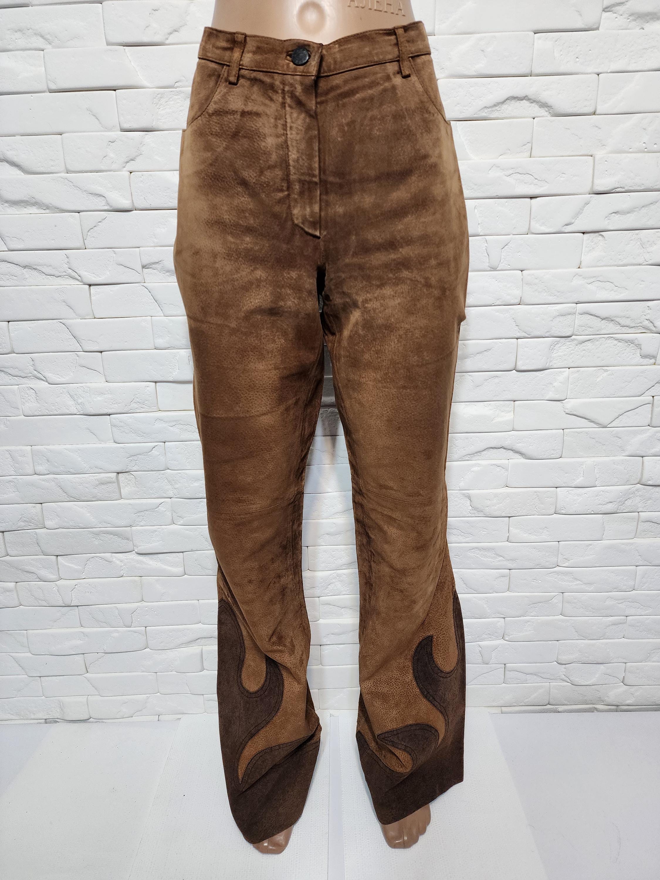 Brown Suede Leather Pants: Women