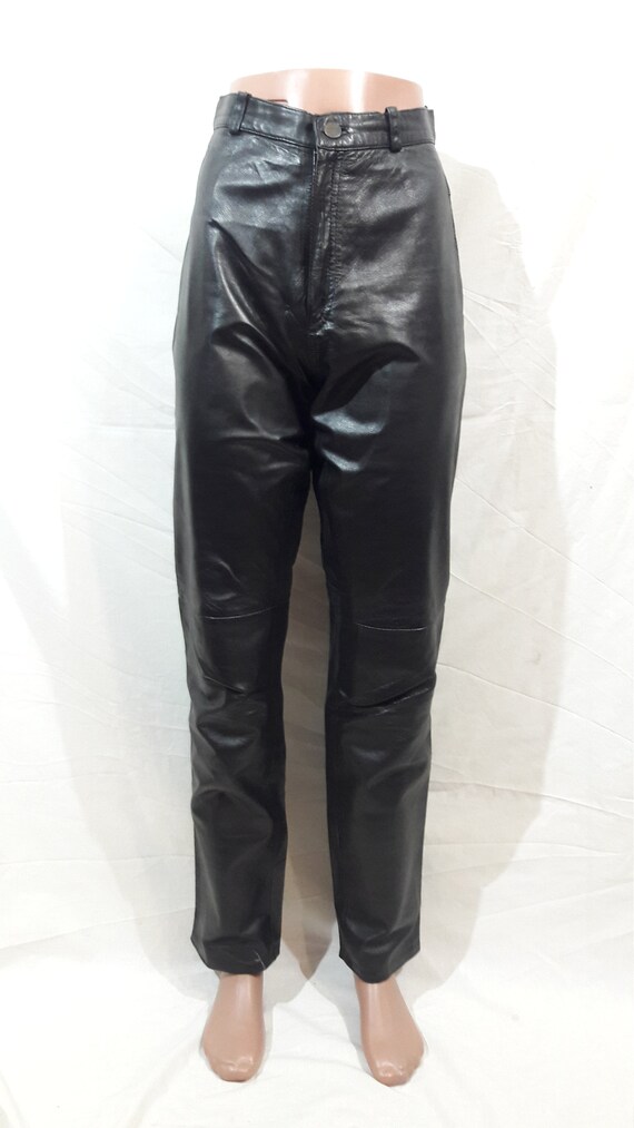 Men's leather black pants for rockers