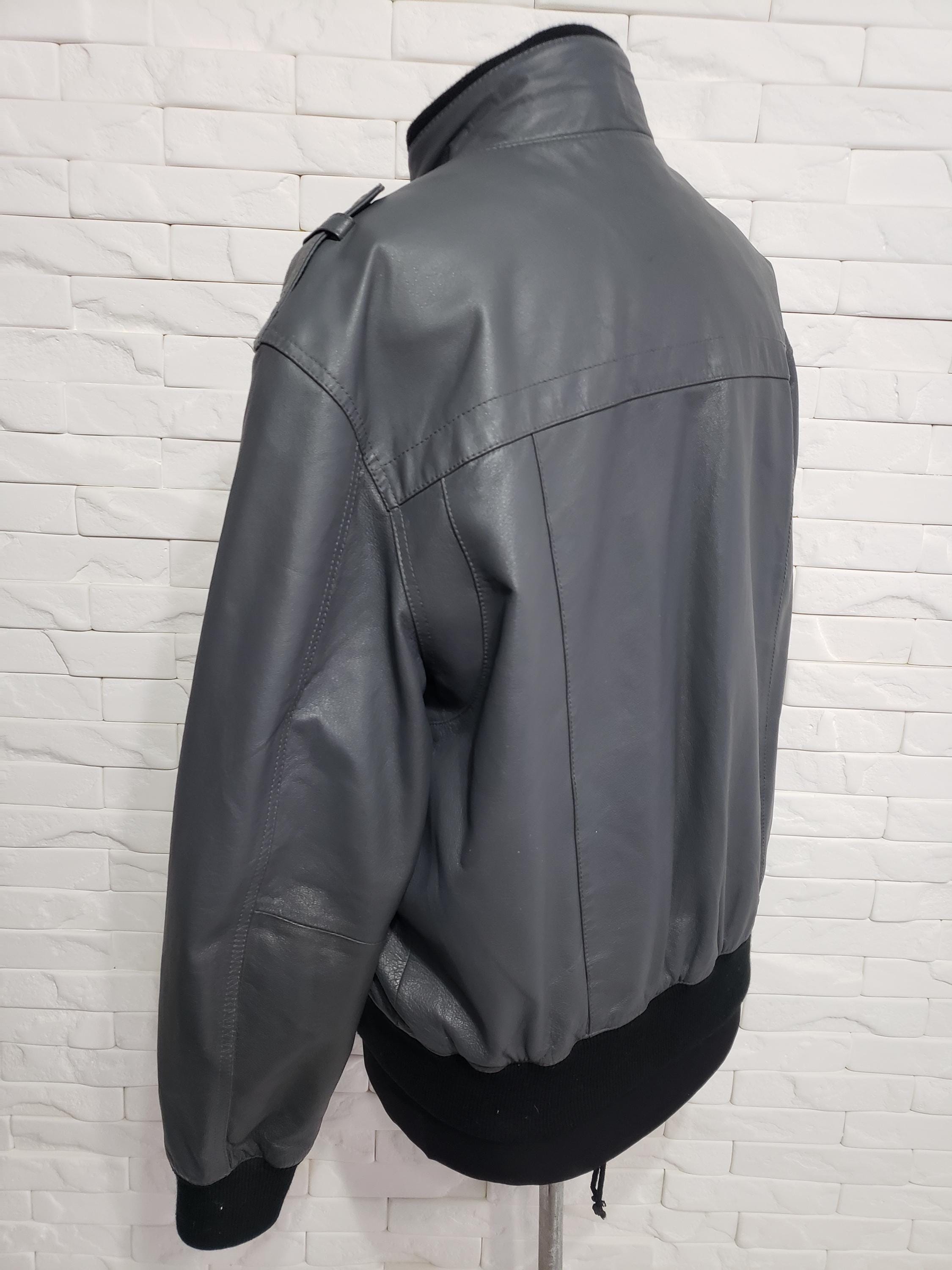 Dark Gray Leather Jacket: Men