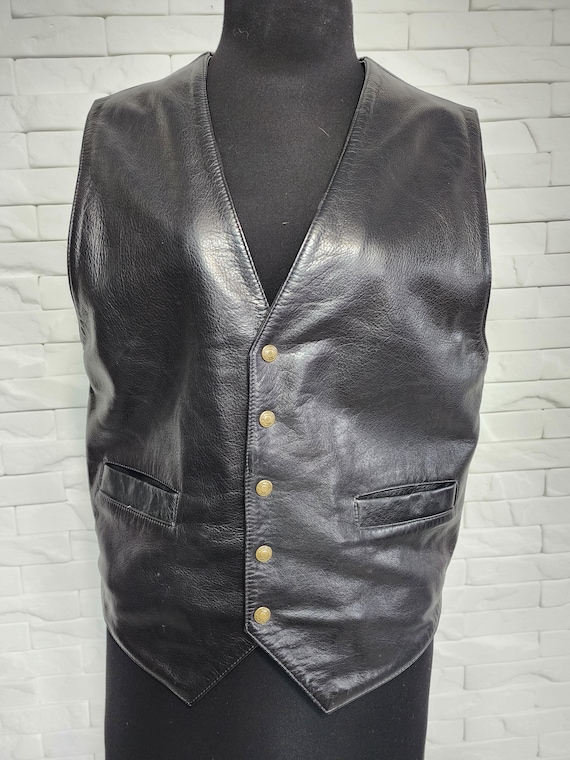 Genuine Leather Vest: Black Waistcoat