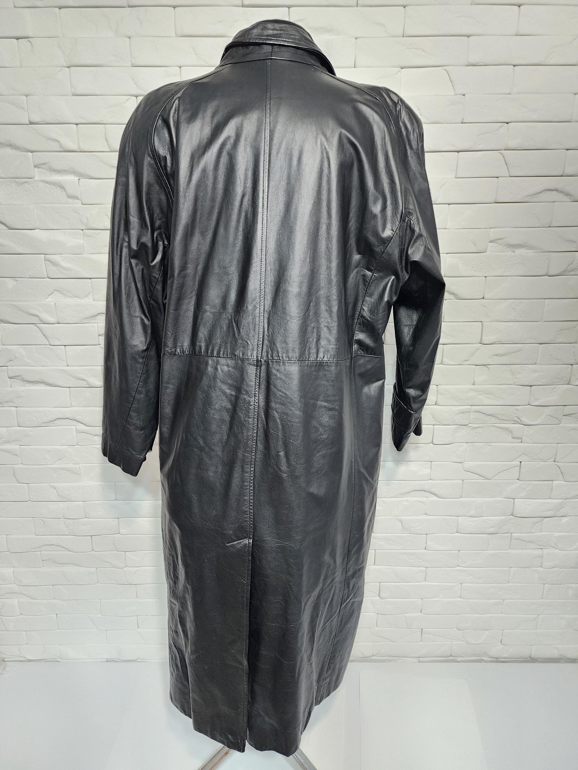 Trench En Cuir Véritable Noir Pour Femme - Longueur Midi - Toutes Tailles - Neuf étiqueté