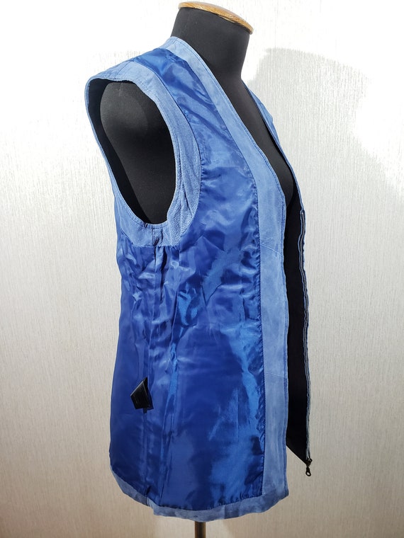 Stylish women's vest made of genuine suede. Blue … - image 6