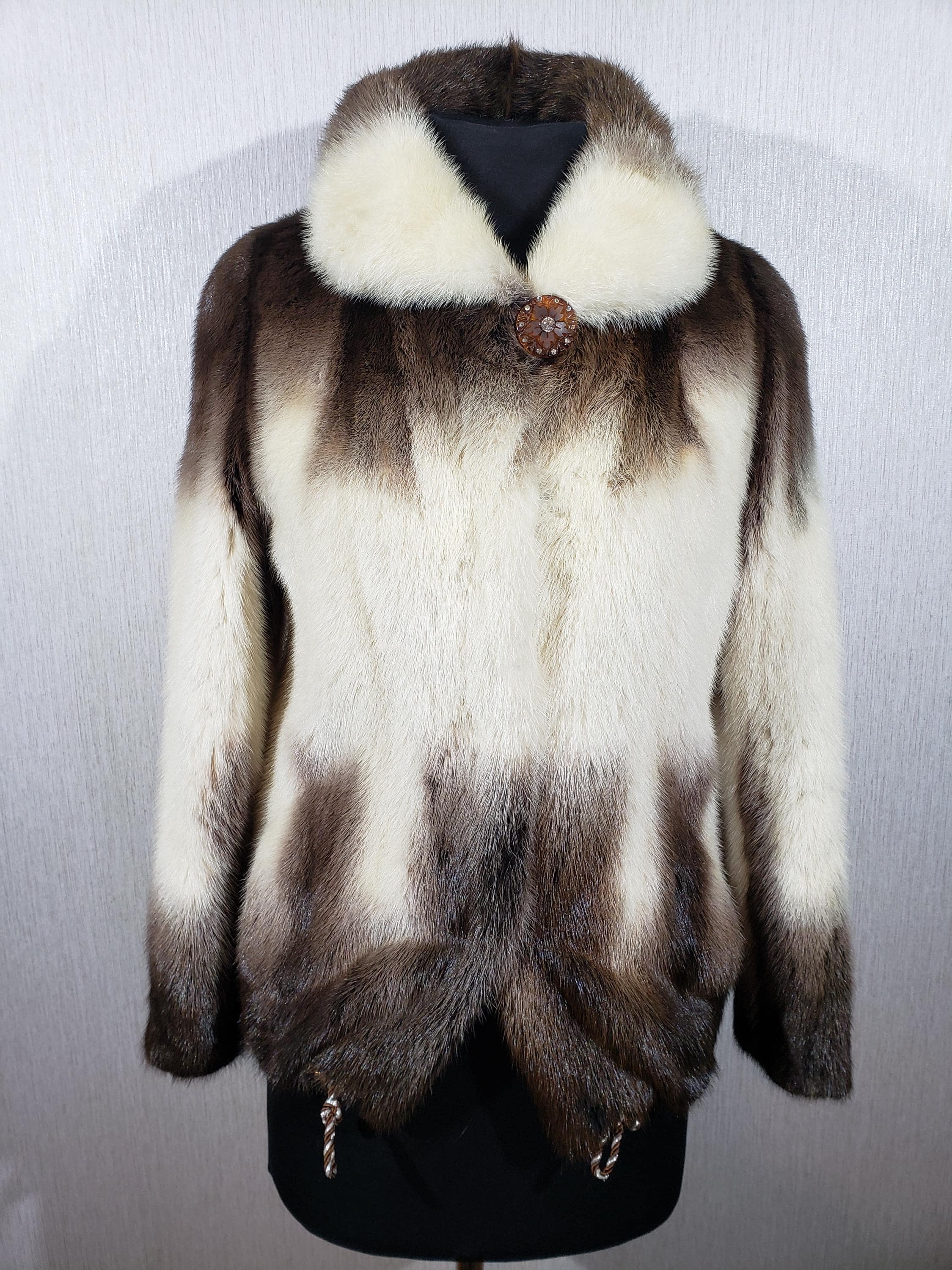 ヴィンテージミンクファーコート：ブラウン＆ベージュ、レディース高級