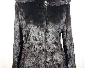 Hooded Black Mink Fur Coat: Women's Warm Winter Outerwear